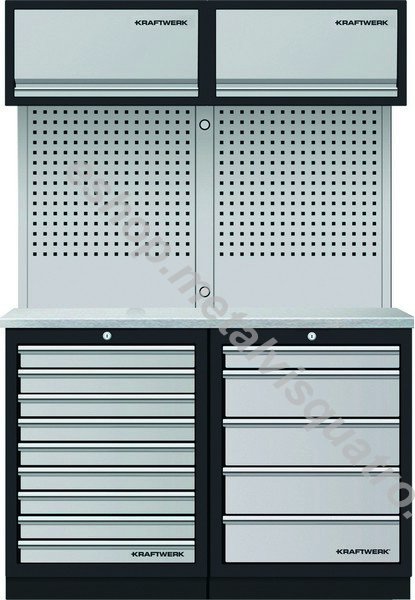 Stěny MOBILIO GREY přímé, deska NEREZ, hloubka 463mm